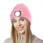 Ocatoma Gifts for Men,Unisex LED Beanie Hat with Light Toque Gift Idea for Dad,Father,Husband,Boyfriend,Mechanic,Stocking Stuffers Pink