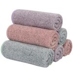 SINLAND Microfiber Face Towels Ultra Soft Bamboo Charcoal Facial Washcloths Face Cloth for Bath 30cm x 30cm 6 Pack