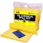 15L Spill Kits (Chemical) UK Manufactured, Yellow, Use for Spills Involving Aggressive Chemicals, Acids, Alkalis, For Indoor/Outdoor Use – On-the-go bag