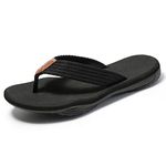 MGGMOKAY Mens Flip Flops Comfortable Thong Sandals Arch Support Sandal for Men Beach Pool Slippers,Black,12