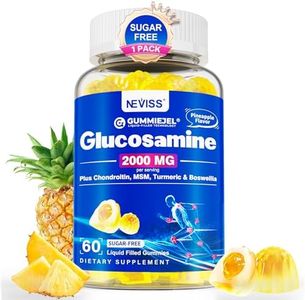 Glucosamine 2000mg Filled Gummies, Extra Strength Glucosamine Chondroitin MSM and Turmeric Supplement for Men & Women, w/Boswellia, Hyaluronic Acid, VIT D3 & Zinc, Sugar Free, Pineapple Flavor, 60Cts