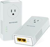 NETGEAR Powerline adapter Kit, 2000 Mbps Wall-plug, 2 Gigabit Ethernet Ports with Passthrough + Extra Outlet (PLP2000-100PAS), White