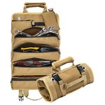 Fsiomo Tool Roll, Heavy Duty Tools Organizer, roll up tool bag with 6 Zipper Pouches (Brown)