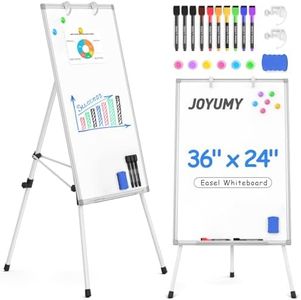 White Board Dry Erase with Stand 36x24in White Board Easel with Height Adjustable Tripod, 3' x 2' Flipchart Easel Stand up White Board with Markers, Eraser & Magnets for School Office and Home
