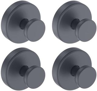 Bntuk Suction Cup Hooks for Shower, Removable Towel Hooks for Bathroom Window Glass Door Wall, Bath Robe Looafh Hook for Hanging - 4 Pack, Grey