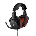 Logitech G331 Wired Over Ear Gaming Headphones, 50 mm Audio Drivers, Rotating Leatherette Ear Cups, 3.5 mm Audio Jack, with mic, Lightweight for PC, Mac, Xbox One, PS4, Nintendo Switch - Black/Red