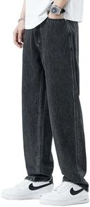DOSLAVIDA Men's Baggy Jeans Loose Fit Ripped Distressed Jean Relaxed Skateboard Denim Pants with Holes, 01-black, Medium