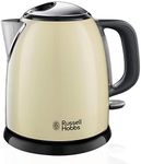 Russell Hobbs Colours+ 24994-70 Kettle [1.0 L] Stainless Steel Cream (2400 W, Quick Boil Function, Removable Limescale Filter, External Water Level Indicator, Small Travel Kettle)