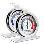 Fridge Thermometer Refrigerator Thermometer,INRIGOROUS Pack of 2 Stainless Steel Dial Fridge/Freezer Thermometer with Hanging Hook and Retractable Stand (Dial Style)