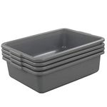 Bblina Small Washing up Bowl Basin, Set of 4 Rectangle Plastic Shallow Trays Bus Tub