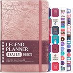 Legend Planner Daily for 3 Months - Undated Deluxe Monthly Weekly & Daily Planner to Hit Your Goals & Live Happier. Organizer Notebook & Productivity Journal. A5 Hardcover + Stickers - Rose Gold