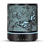 Essential Oil Diffuser for Large Room - 300ml Metal Black Aromatherapy Diffuser Electric Ultrasonic Cool Mist Difusor with Auto Shut-Off, 4 Timer & 7 Colors Night Light for Home Office (Butterfly)