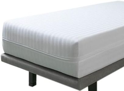 Various-Cubrecolchón 90 x 190/200cm,Funda de Colchón Cuti Rayas 50% Algodón 50% Polister, Cobertura Completa,Cierre de Cremallera,Transpirable,Absorbente