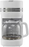 Hamilton Beach Filter Coffee Machine, Ella 1.5L, 900W, Coffee Maker for Instant Coffee, Espresso, Macchiato, Makes 12 Cups, Re-usable Filter, Anti-Drip, Water Level Window, Matte White - HBC9453MW