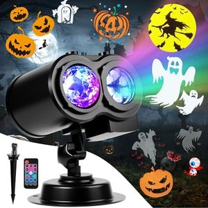 Brighter Halloween Decorations Projector Lights for Home, 2025 Upgraded Holiday Projectors with 19 HD Replaceable Slides (Ocean Wave & Patterns), Weather Proof Halloween Projector Light Show
