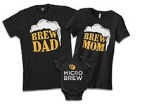 Brew Dad, Brew Mom, Micro Brew | Beer Drinkers Family Matching Shirts Gift Set - Black - Medium