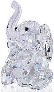 H&D Crystal Cute Elephant Figurine Collection Cut Glass Ornament Statue Animal Collectible