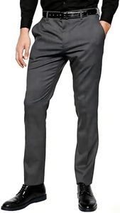 HBDesign Mens Iron Free Slim Fit Dress Formal Grey Pants 42W32L