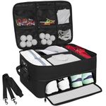 Golf Trunk Organizer 2 Layers Golf Car Locker with Separate Compartment for 2 Pair Shoes Golf Trunk Storage for Balls, Tees, Clothes, Gloves, Accessories, Gift for Golf Enthusiast