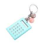 Socobeta Mini Calculator with Key Buckle Portable Cute Cookies Style Key Chain Calculator Candy Color Pocket Calculator(Green)