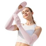 Venzina® UV Sun Protection Arm Sleeves for Women & Girls, Sunblock Driving Gloves Non Slip for UV Protection Cooling Arm Sleeves for Biking, Cricket, Cycling, Golf & Outdoor Sports, Pink