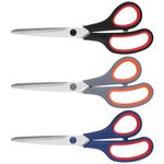 Scissors 3-Pack, 8'' Multipurpose Scissor with Thick and Sharp Blades, Comfort-Grip Handles, Stainless Steel Scissor Set for Office School Home Fabric Sewing Craft Supplies