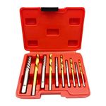 LudoPam 10 Pieces Screw Extractor and Left Hand Drill Bits Set,Cobalt HSS Screw Extractor Drill Bit Set,Bolt Extractors, Removing Stripped Screws and Broken Bolts