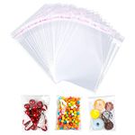 A6 Clear Self-adhesive Bags 100 Pack, Self Sealing Cellophane Display Bags/Sealable Bags, Food Safe, Cello Bags OPP for Cookies,Cards,Envelopes,Pictures (4.1 * 5.9 Inches)