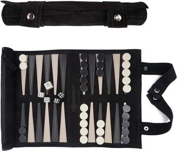 Sondergut - Backgammon (Black) / Genuine Leather Roll Backgammon/Travel Game for Adults and Children/for 2 Players/Dice Game, Board Game, Game Classic, Gift, Strategy