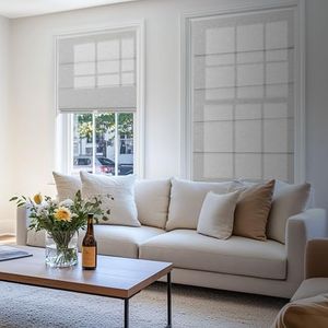 Sulugood Cordless Roman Shades for Windows - Custom Size Marble Gray, Light Filtering Roman Shades Fabrics, Roman Blind for UV Protection Thermal Insulation for Bedroom, Living Room, Office