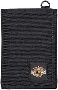 Harley-Davidson Men's Full Speed Tri-Fold Polyester RFID Wallet - Black