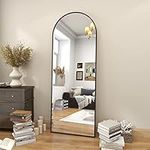 BEAUTYPEAK Arched Mirror Full Length, 64"x21" Full Body Mirror Standing Mirror, Black Floor Length Mirror for Living Room Bedroom, Wall Mirror Hanging Standing or Leaning Body Mirror Metal Frame