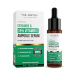 Dr. Sheth's Ceramide & 15% Vitamin C Ampoule Serum | Advanced Formula | 99% Pure Grade Vitamin C | Bright & Glowing Skin | Barrier Repair |Reduces Dark Spots | Men & Women | All Skin Types | 30Ml