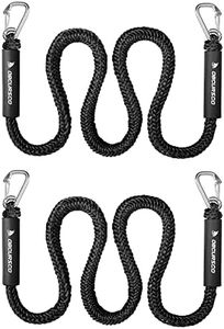 Obcursco Bungee Dock Line, Jet Ski Dock Line with Double 316 Stainless Steel Clips, Boat Snubber Docking Rope for PWC, Boat Accessories for Yamaha Waverunner, Seadoo, Kayak, 2 Pack 4-5.5ft Black