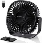 SmartDevil Small USB Desk Fan, 3 Speeds Portable Personal Desktop Table Fan with Pasteable Hook, Dual 360° Adjustment Mini Fan, Quiet Operation, for Home Office Car Outdoor Travel (Black)