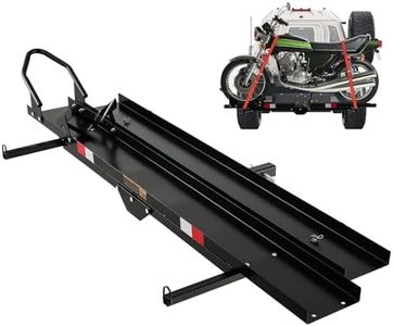 Goplus Motorcycle Hitch Carrier, 600LBS Motorcycle Carrier Hitch Mount with Loading Ramp, Dirt Bike Trailer, Heavy Duty Motor Cycle Rack, Fit Up to 7.5” Wide Tire