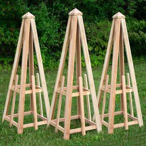 Prime Retreat Cedar Pyramid Trellises 46" H - Pack of 3 - Durable Garden Obelisk Trellis for Climbing Plants - Wooden Structure for Outdoor Spaces - Enhance Vertical Gardening with Style