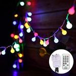 Globe String Lights Mains Powered 13M/43ft 100 LED Outdoor Fairy Lights Multi-Color 8 Modes Waterproof with Remote Control for Party Living Room Bedroom Patio Garden (13m 100led Multi-colored Plug in)