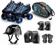 jaspo Hail Stone Pro Shoe Skate Combo Size-11 UK (for Age Group 4-5 Years), Unisex, Roller_Derby_Wheel (Sky Blue)