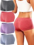 Womens Boyshorts Underwear Seamless Boxer Briefs Full Coverage Soft Stretch Boxer Shorts for Women 4 Pack