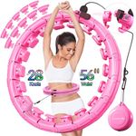 Leann L!fe U1-28 Knots Waist 56”, Magnetic Lock Smart Weighted Hula Hoop for Adults Weight Loss, Infinity Hoop Plus Size, Children Adult Home Outdoors, Fitness Exercise, Abdominal Toner, Light Pink