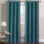 H.VERSAILTEX Linen Blackout Curtain 96 Inches Long for Bedroom/Living Room Thermal Insulated Grommet Linen Look Curtain Drapes Primitive Textured Burlap Effect Window Drapes 1 Panel - Aegean Blue