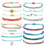 Long tiantian Summer Anklet Bracelets for Women,Handmade Waterproof Adjustable Braided Rope Anklets for Teen Girls Boho Jewelry Gifts(orange blue)