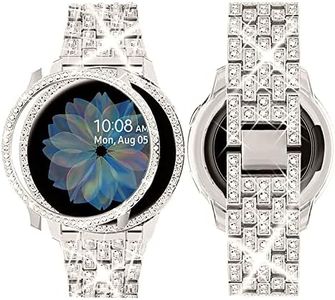 SUPOIX Band Case Compatible for Samsung Galaxy Watch 5 40mm/Watch 4 40mm, 20mm Women Bling Replacement Strap&PC Protective Bumper Face Cover for Galaxy Watch 5/4(Starlight/40mm)