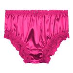 Satini Women's Satin Frilly Lace Sissy French Knickers Briefs Panties (Hot Pink, L)