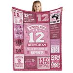 12th Birthday Present for Girls,Pink 12th Birthday Decorations for Girls Blanket,12th Birthday Present Ideas for 12 Year Old Girls,12th Birthday Decorations Throw Blanket for Teen Girls Niece 50"x60"