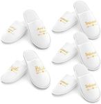 Sparkle and Bash Set of 5 Bridesmaids Slippers - White Bridal Party Shoes for Maid of Honor, Wedding, Spa Party Favors (US Women's 6-9.5)