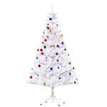 HOMCOM 5ft Snow Artificial Christmas Tree w/Metal Stand Decorations Home Seasonal Elegant Faux White