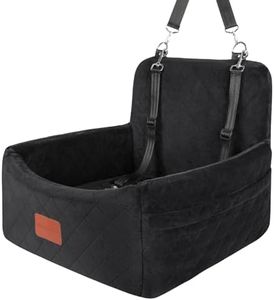 WOOAIDAGG Dog Car Seat for Small/Medium Dogs,Fully Detachable and Washable Pet Travel Car Bed,Comfy Pet Car Seat with Storage Pockets,Puppy Portable Car Seat with Anti Slip Bottom (Black)