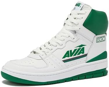 Avia 830 Men's Basketball Shoes, Retro High Top Sneakers for Men Indoor or Outdoor, Street or Court Size 7 to 16, White/Dark Green/Medium Grey, 14.5 Women/13 Men